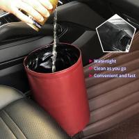 Bandeja De Basura Plegable Para Coche Organizador De Residuos Impermeable Almacenamiento Interior De Coche Y Autobús Material De Cuero PU Forma Redonda - details 1
