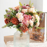 Bouque De Flores Artificiales Hydrangea En Rosa Para Decoración De Hogar Bodas Fiestas Accesorios De Decoración De Party - details 0