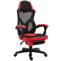 Vinsetto Silla de Oficina Ergonómica Silla de Escritorio Ajustable en Altura Giratoria 360° Reclinable hasta 135 Grados con Reposabrazos Reposapiés Retráctil 58x63x112-122 cm Rojo - details 0