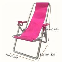 Silla De Playa Plegable Rosa Para Muñecas De 11.8 Pulgadas Accesorio Duradero Para Escenas De Casa De Muñecas Material Plástico Origen China - details 0