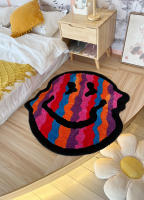 Alfombra Suave De Acrílico Tejida a Mano Diseño Sonriente Torcido Decoración Para Habitación Y Baño Alfombra Fluffy Independiente - details 4
