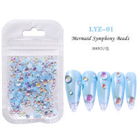 300Pcs Rhinestones De Mermaid Uso En Uñas Colores Caramelo Tamaños Mixtos Cristal Redondo Translúcido Aurora Para Decoración DIY - details 8