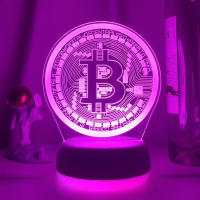 Lámpara De Noche LED De Acrílico Bitcoin Sensor Táctil Cambio De Color 7 Luces Decorativas Para Habitación Piloto Incluido - details 16