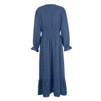 Vestido Bohemio Largo De Maxi Para Mujer Con Cintura Elástica Y Estampado A-Line Manga Larga Vestido De Dama Con Volante Y Hemorragia Suave Para Primavera Y Otoño - details 21