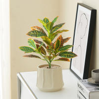 Arbol De Ficus Artificial Tropical Banyan Rama De Planta Falsa Codiaeum Hojas Verdes De Plástico Para Decoración De Jardín Y Hogar Tamaño 24-41cm - details 2
