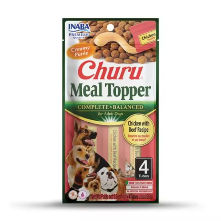 Inaba Churu Meal Topper Snacks de Pollo y Buey para Perros - (12 unidades x 4 Tubos x 14 gr) - 1