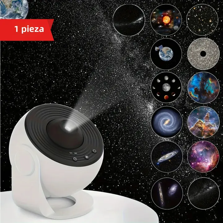 Proyector De Estrellas Luz Nocturna 1pc Galaxia Planetario Aurora Con 13 Discos Reemplazables Para Dormitorio Hoopet - 1