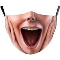 Mascarilla De Halloween Para Adultos Con Diseño Divertido De Expresiones Faciales En Algodón Mezclado Lavable Protección No Médica - details 7