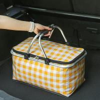 Cesta de Picnic Plegable al Aire Libre Bolsas de Almuerzo aisladas Caja de Almacenamiento Cesta de Picnic de Camping con Tapa 47 x28 x23cm,rojo/verde/amarillo colores  [el color se envía al azar] - details 1