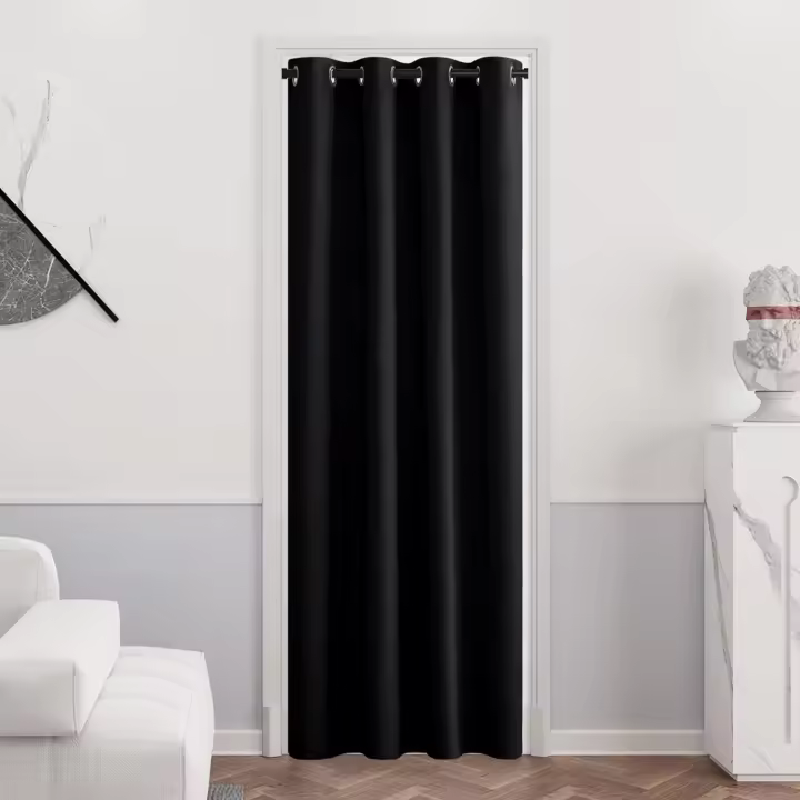 PONY DANCE Blackout Curtain for Door - 52 x 84 Thermal Insulated Room Darkening Window Treatments Light Block Halloween Decoration for Indoor/Balcony/Bathroom, 1 Piece, Black - 1
