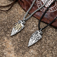 Collar De Escudo Vikingo Para Hombres Color Oro Antiguo Acero Inoxidable Amuleto De Tríptico Nórdico Colgante Inmortal Joyería Regalo - details 8