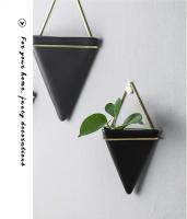 Plantador de pared de cerámica de plantas suculentas negras para plantas suculentas, plantas de aire, mini cactus - details 2