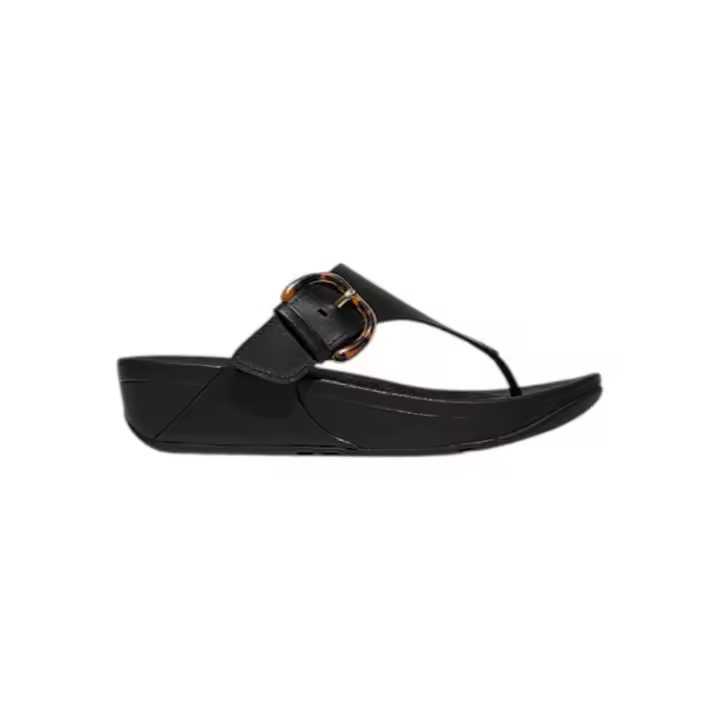 Fitflop LULU Resin-Buckle Leather Toe-Post Black - 1