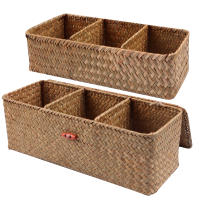 Cesta De Almacenamiento De Seagrass Pequeña De 3 Grillas Rectangular Caja De Almacenamiento Para Mesa Caja De Alimentos Para Niños - details 8