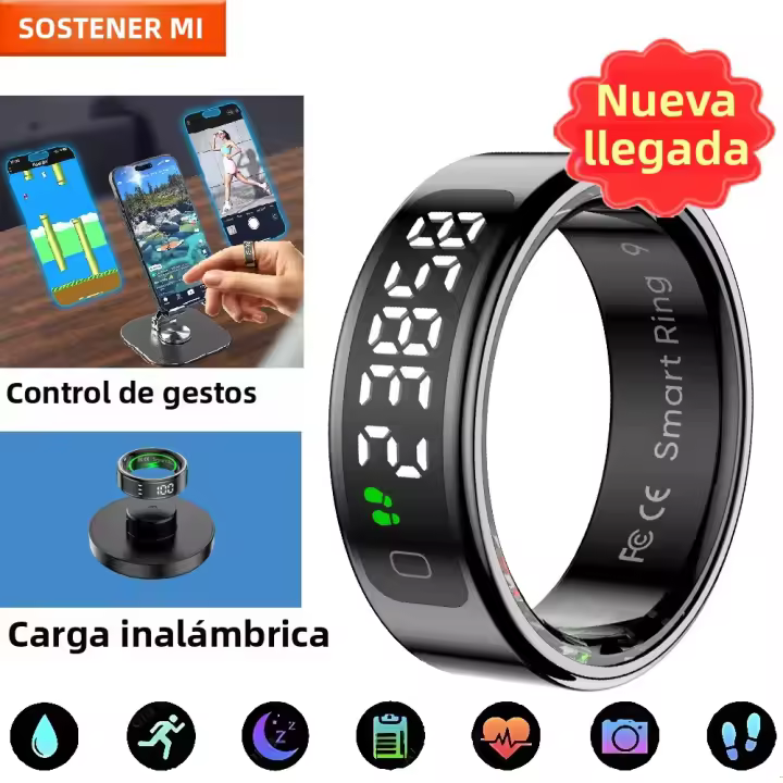 Anillo Inteligente Con Pantalla LED Monitor De Tasa Cardíaca Y Oxígeno En Sangre Multi Modos Deportivos Impermeable Para Hombres Y Mujeres Compatible Con Xiaomi - 1