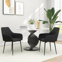 HOMCOM Sillas de Comedor HOMCOM Sillas de Visita Diseño Escandinavo - Juego de 2 sillas - Patas cónicas de metal negro - Asiento, respaldo y reposabrazos ergonómicos de Lino - details 1