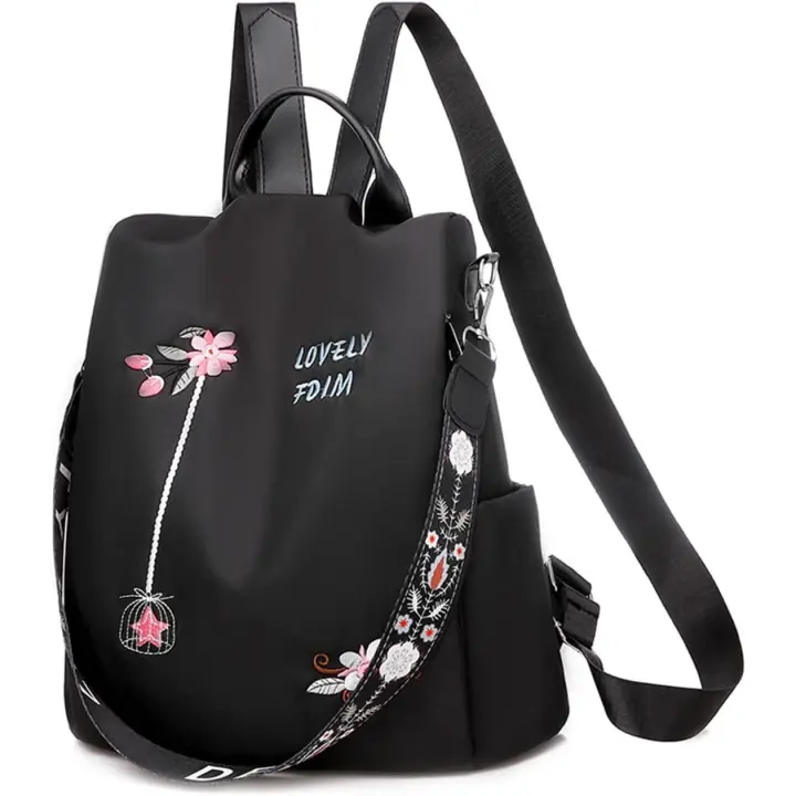 Mochila Antirrobo para Mujeres y Chicas, 2 in 1 Impermeable Bolso Mujer Ligero Con Bordado, Gran Capacidad Casual Mochilas Escolares Ligeras y Elegantes para Viaje Trabajo - 1