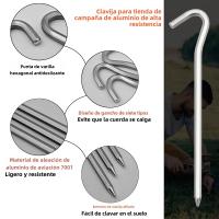 10pcs Palos De Tenda De Aluminio Con Gancho Para Camping Y Viajes Al Aire Libre Palos De Tierra Duros Y Ligeros Para Tarp Y Awning - details 10