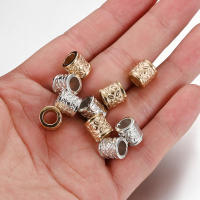 iYOE 50pcs Cuentas De Espaciador De Plástico Con Orificio Grande En Forma Geométrica Y Estampado De Cilindro Para Hacer Pulseras Y Joyería - details 2