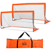 HOMCOM Porterías de Fútbol, Red de Fútbol, Juego de 2 Mini Porterías, Plegables, Metal, Tela Oxford, para Niños, Exterior, Naranja, 183 x 90 x 90 cm - details 3