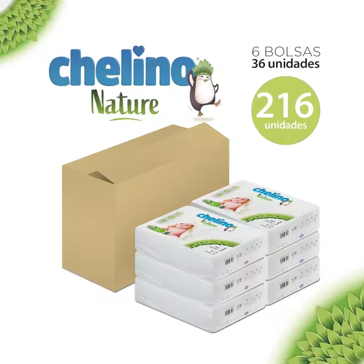 Chelino Nature CAJA AHORRO Pack 6 paquetes x 36 uds Pañal Infantil Talla 3 (4-10 kg) - 1