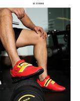 Zapatos De Gimnasio Para Hombres Y Mujeres Negros Rojos Con Cordones Y Anillas Para Levantamiento De Pesas Y Entrenamiento Completo Suela De Goma Microfibra Y Cuero Soporte Y Equilibrio - details 5