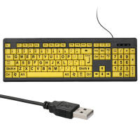Teclado Con Cable Para Visión Baja Teclado De Contraste Alto USB 104 Teclas Letras Para Computadora Y Laptop Estilo Estándar - details 3
