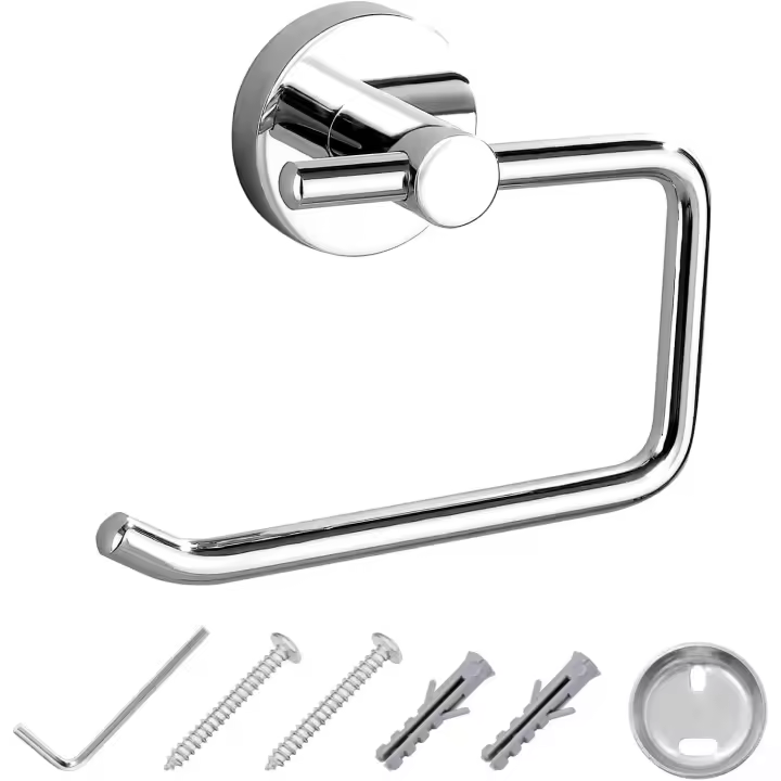 JASSFERRY C Portarrollos de papel higiénico redondo montado en la pared, cromado, soporte para guardar toallas de baño, soporte para baño - 1