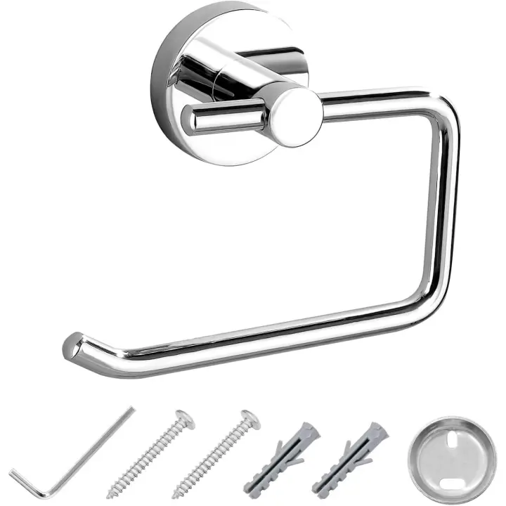 JASSFERRY C Portarrollos de papel higiénico redondo montado en la pared, cromado, soporte para guardar toallas de baño, soporte para baño - 1