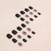 24pcs/set Uñas Postizas Cortas De Acrílico Estilo Francés Con Diseño De Flores Y Mariposas Para La Temporada De Primavera Y Verano Artículos De Belleza Para Uñas - details 61