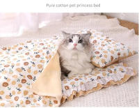 Cama De Gato Con Almohada Universal Tres Piezas Nest Princesa Para Perro Almohadilla De Mascota Cama De Dormir Para Gato Pequeño Y Mediano Mantel Para Mascota - details 3