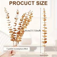 20pcs Ramas De Eucalipto Dorado Decoración Artificial De Hojas De Eucalipto Falsas Para Decoración Del Hogar En PVC - details 3