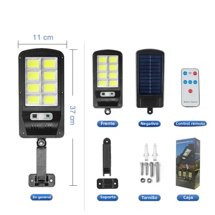 Lámpara Solar LED Exterior 100000LM 15000mAh Con Control Remoto Impermeable Luz De Inundación Para Exterior Instalación En Pared Material ABS Fuente De Energía Solar Certificación CCC Y Ce - 1