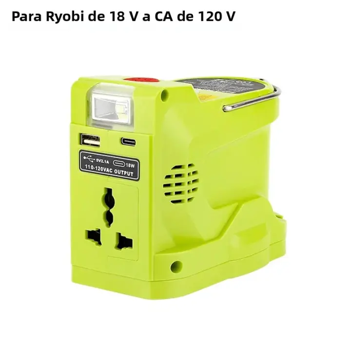 Inversor De Poder Portátil 200W Para Batería De Litio Ryobi 18V DC 18V a AC 120V 220V Con Luz LED De 280lm Estación De Energía - 1
