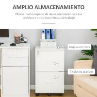 Vinsetto Cajonera de Oficina Mueble Auxiliar para Archivos con 2 Cajones Cerradura de 2 Llaves 5 Ruedas y 2 Frenos para Estudio Despacho Dormitorio 43x45x72 cm - details 4