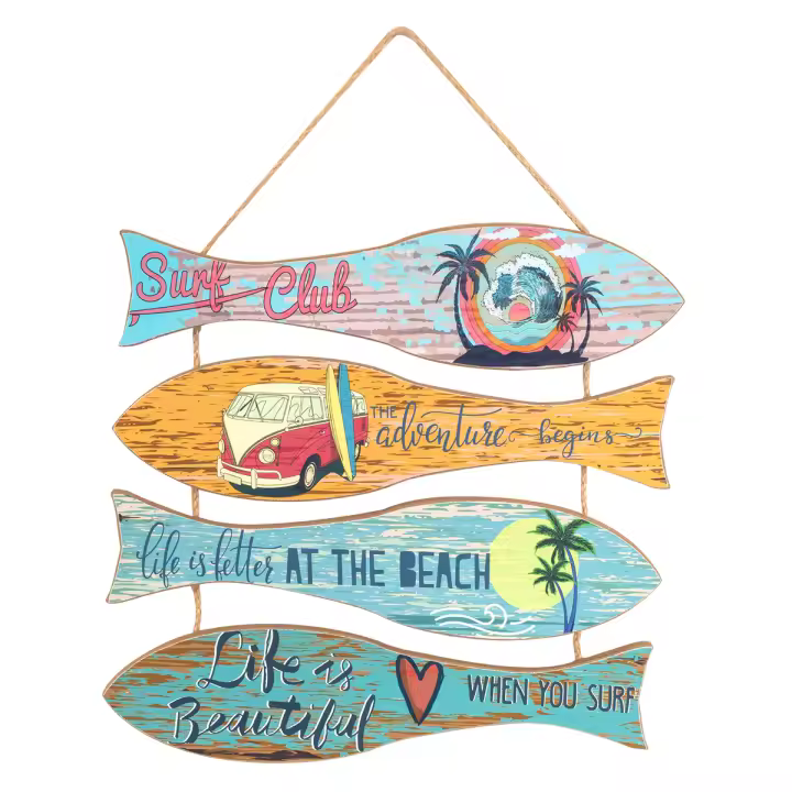 CAPRILO REGALOS & DECORACIÓN Adorno Decorativo de Madera "Peces con Frase Original". Cuadros y Apliques. Decoración Hogar. Verano. Regalos Originales. 30 x 1 x 32 cm - 1