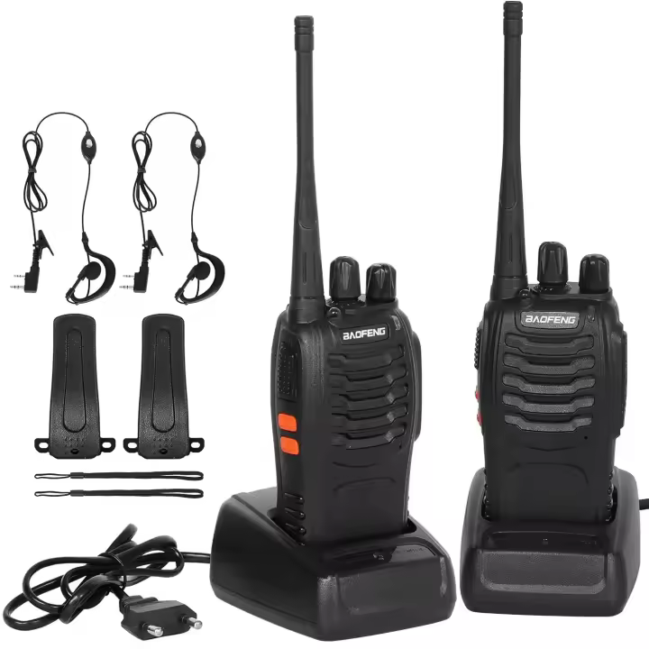 Walkies Talkies Batería Recargable Walky Talky Profecionales 16 Canales CTCSS DCS Transmisores Receptores Radiocomunicación Gran Alcance Emisora Radio con Pinganillos - 1