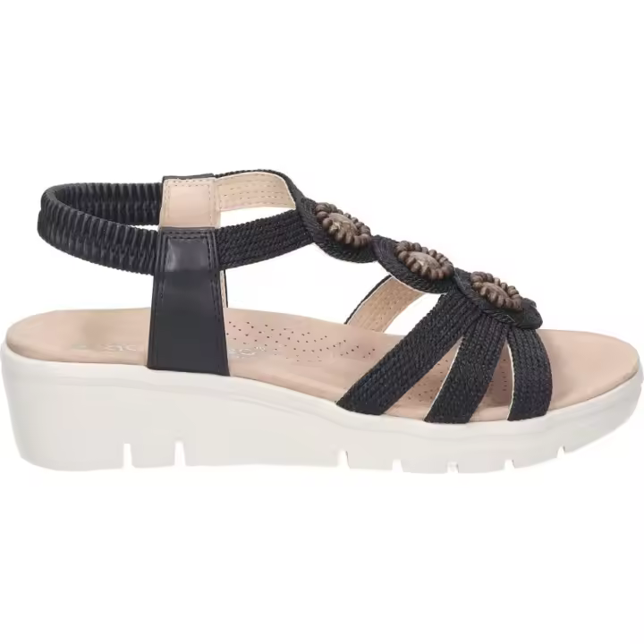 AMARPIES | Sandalias con cuña Amarpies para Mujer – Sandalias con plataforma y cuña baja en Color Negro y Detalles Dorados – Sandalias Cómodas Sin Cierre – Estilo Casual – Modelo ABZ26556 - 1