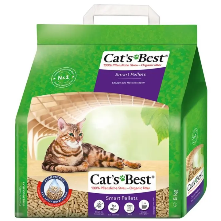 CAT´S BEST SMART PELLETS 5 KG (10L)  Lecho ecológico para gatos, Arena para gatos, Arena Biodegradable de Fibra Vegetal Ecológica,  Arena para gatos aglomerante - 1