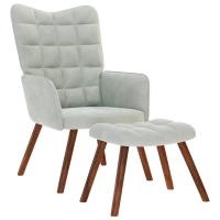 vidaXL Sillón de relax con reposapiés terciopelo rojo tinto en color Rojo vino tinto/Crema/Verde claro y más - details 5