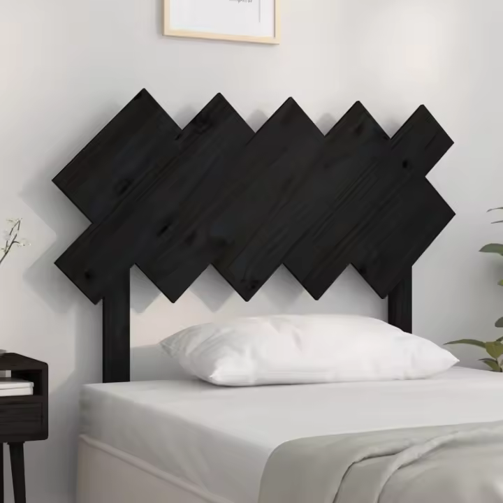 vidaXL Cabecero de cama madera maciza de pino negro 104x3x80,5 cm - 1