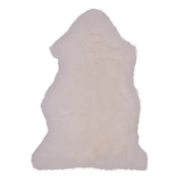 Alfombra Asimétrico Piel de cordero, Piel de cordero, Blanco, 85x50x5 cm - 1