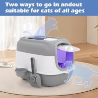 Caja de arena para gatos completamente cerrada y jaula anti-arena, adecuada para gatos grandes de menos de 15 kg, caja de arena para gatos desodorizante y fácil de limpiar, a prueba de salpicaduras. - details 3