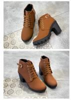Botas De Tacón Alto Para Mujer Primavera Otoño Invierno Calidad Superior Botines Con Cordones Europeas Zapatos De Mujer PU Suela De Goma Tacón Alto Plataforma - details 13