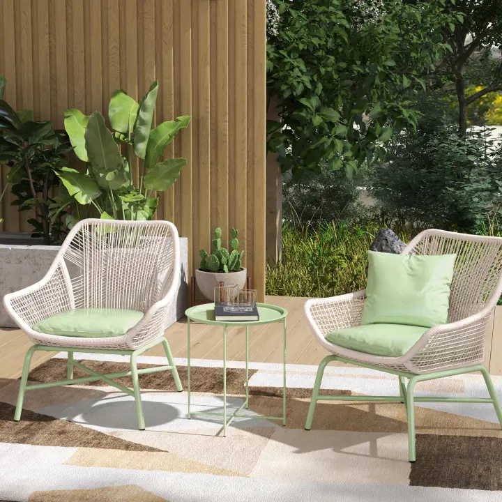 Outsunny Mesa Auxiliar Redonda Mesa de Jardín Exterior con Bandeja Extraíble Patas Plegables Mesa para Exterior Terraza Patio Ø46x50 cm - 1