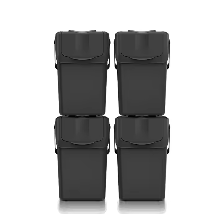 Set de 4 cubos de basura KEDEN SORTIBOX para reciclado, blanco roto, volumen 4x25L - 1