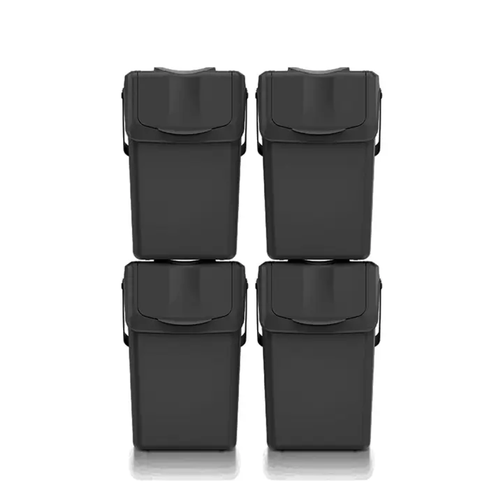 Set de 4 cubos de basura KEDEN SORTIBOX para reciclado, blanco roto, volumen 4x25L - 1
