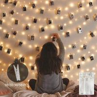 Cadena De Luces LED Con 10/20/30/50 Clips De Foto Claros Para Decoración De Pared De Dormitorio Colgando Imágenes Tarjetas Fiesta - details 0