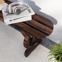 Outsunny Banco de Jardín de 2 Plazas Banco de Madera con 2 Ruedas Decorativas Estilo Rústico Carga 200 kg para Patio Terraza 120x29x39 cm Carbonizado - details 3