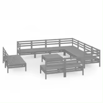 VIDAXL 3083161 conjunto de muebles de exterior de 12 piezas de madera palet de pino color gris - 1